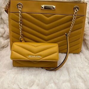 Michael Kors Mustard Quilted Shoulder Bag Set